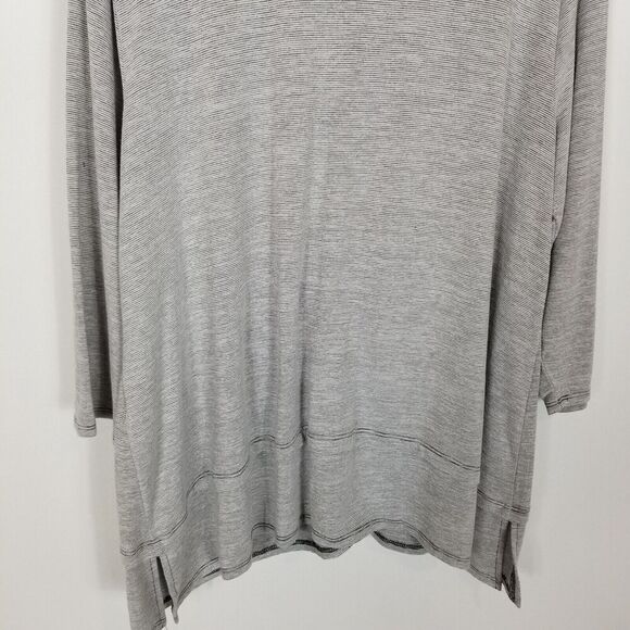 Chico's Weekends Women Full Zip Cardigan Size XL Gray striped Long Comfort - Picture 6 of 8